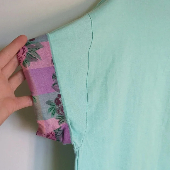 80s Lady Footlocker Crewneck Contrast Shirt Sleeve Cotton Top Size  Large - Picture 8 of 12